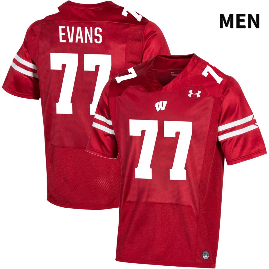 Wisconsin Badgers Men's #77 Drew Evans NCAA Under Armour Authentic Red NIL 2022 College Stitched Football Jersey PX40S26LT